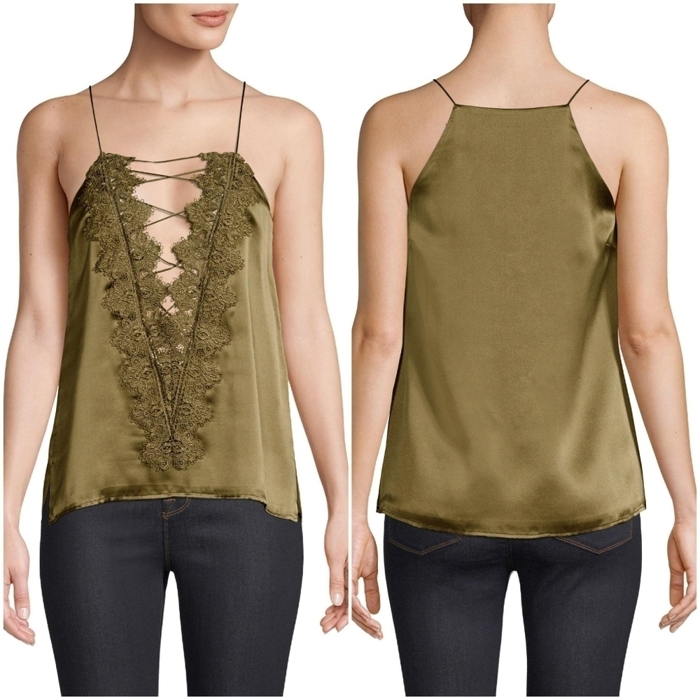 CAMI NYC the Charlie Silk Top in Olive NEW